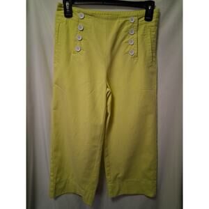 Talbots Women Wide Leg Sailor Pants Citrus Honey/Yellow Summer Preppy Chic Sz 0P